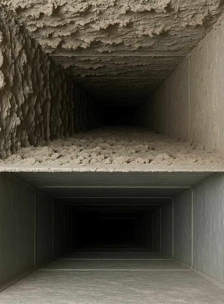 Before and after duct cleaning in Tomball Texas