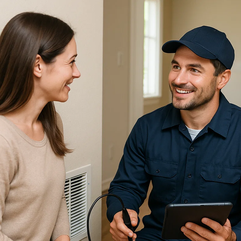 Tomball TX technician repairing crushed or leaking air ducts and installing insulated replacements for better airflow